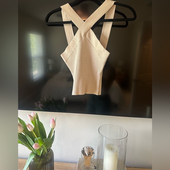 Cream/Tan Cropped Top Ribbed Material *Worn Once *Perfect Condition - Picture 1 of 4